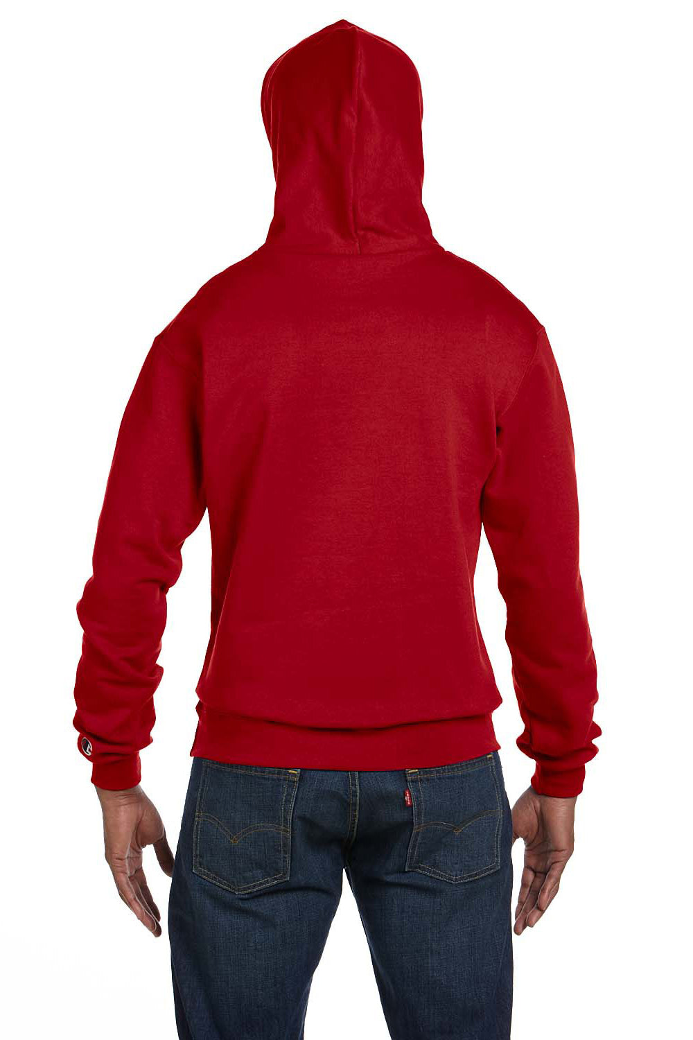 Champion S700 Mens Double Dry Eco Moisture Wicking Fleece Hooded Sweatshirt Hoodie Red Back