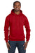 Champion S700 Mens Double Dry Eco Moisture Wicking Fleece Hooded Sweatshirt Hoodie Red Front