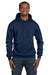 Champion S700 Mens Double Dry Eco Moisture Wicking Fleece Hooded Sweatshirt Hoodie Heather Navy Blue Front