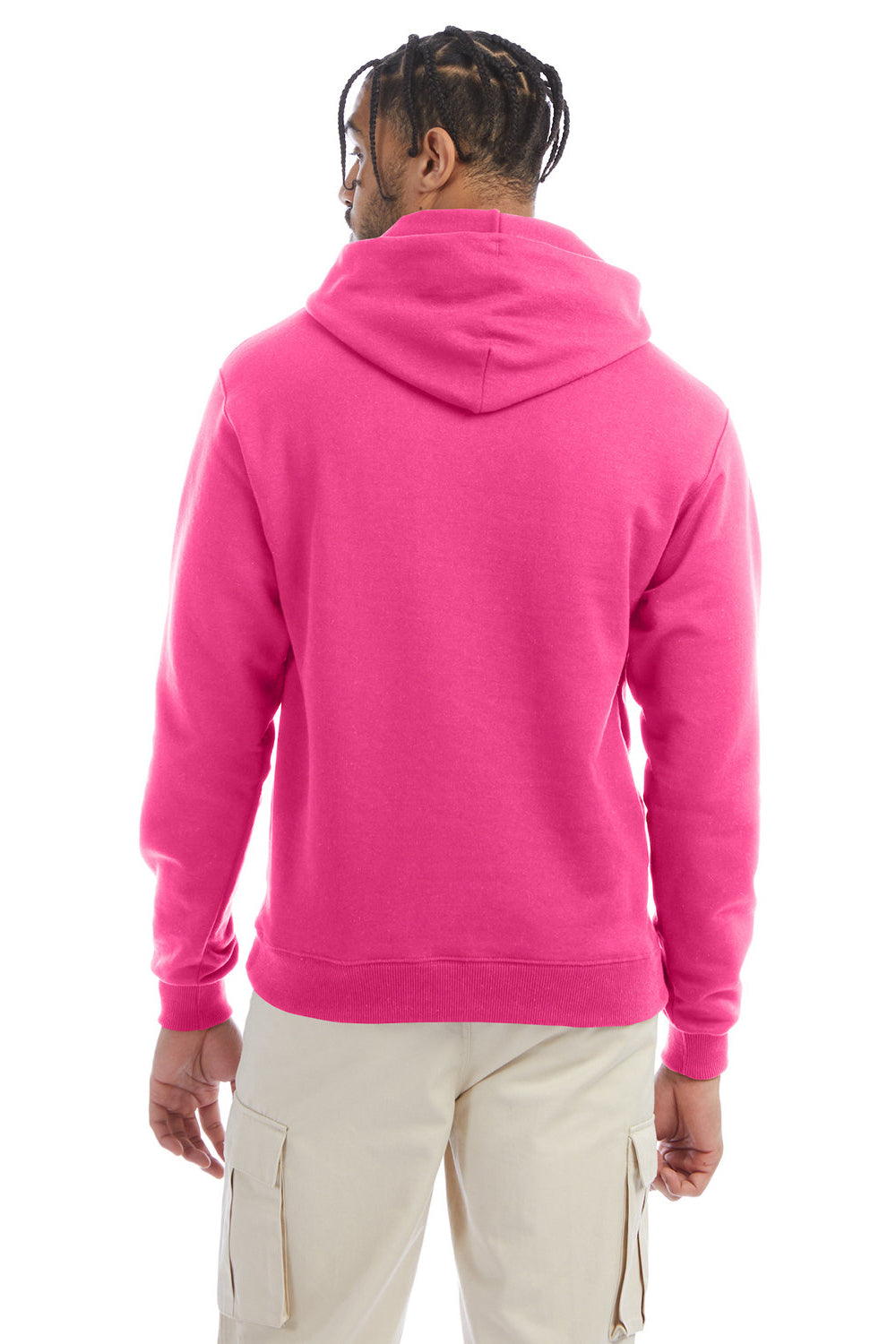 Champion S700 Mens Double Dry Eco Moisture Wicking Fleece Hooded Sweatshirt Hoodie Wow Pink Back