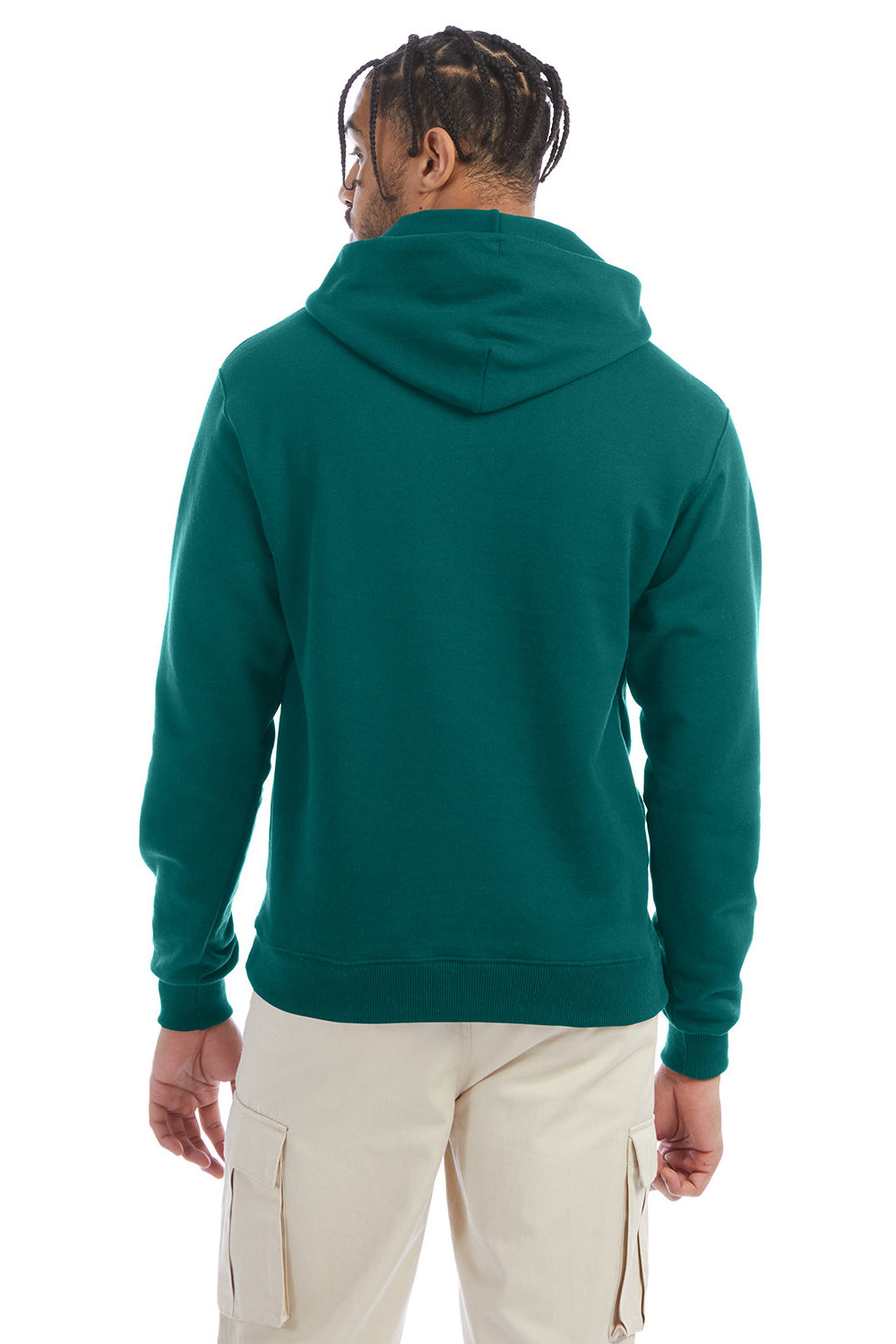 Champion S700 Mens Double Dry Eco Moisture Wicking Fleece Hooded Sweatshirt Hoodie Emerald Green Back