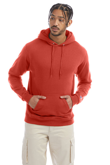 Champion S700 Mens Double Dry Eco Moisture Wicking Fleece Hooded Sweatshirt Hoodie Red River Clay Front