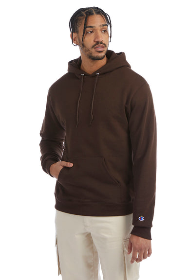 Champion S700 Mens Double Dry Eco Moisture Wicking Fleece Hooded Sweatshirt Hoodie Chocolate Brown Front