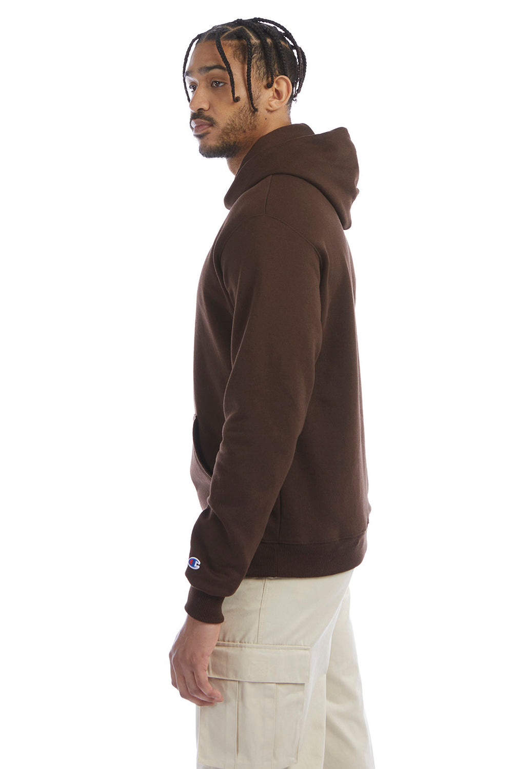 Champion S700 Mens Double Dry Eco Moisture Wicking Fleece Hooded Sweatshirt Hoodie Chocolate Brown SIde