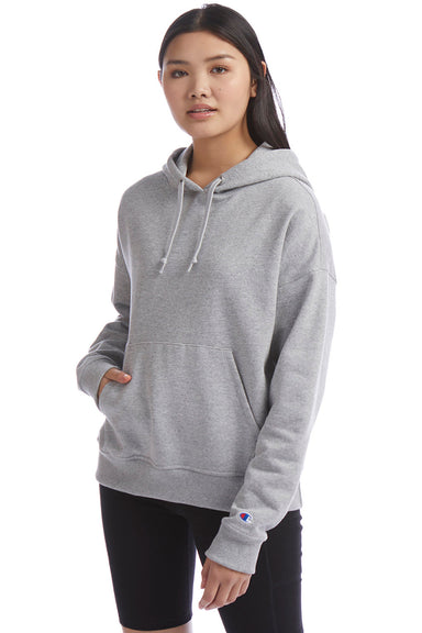 Champion S760 Womens Power blend Relaxed Hooded Sweatshirt Hoodie Light Steel Grey Front