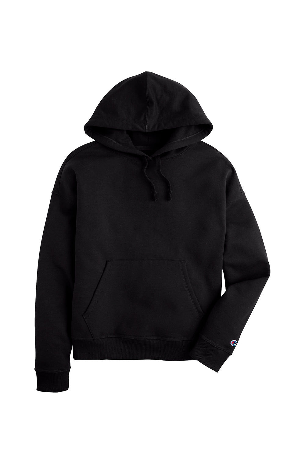 Champion S760 Womens Power blend Relaxed Hooded Sweatshirt Hoodie Black Flat Front