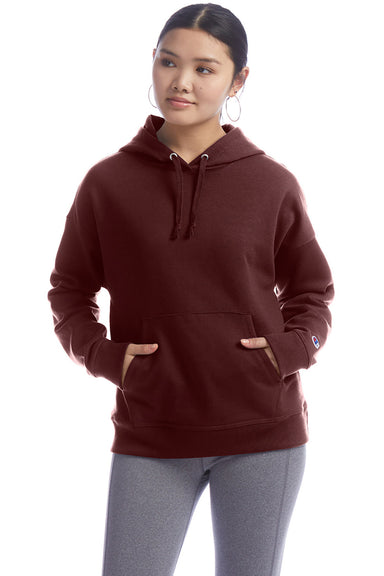 Champion S760 Womens Power blend Relaxed Hooded Sweatshirt Hoodie Maroon Front