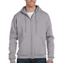Champion Mens Double Dry Eco Moisture Wicking Fleece Full Zip Hooded Sweatshirt Hoodie - Light Steel Grey