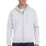 Champion Mens Double Dry Eco Moisture Wicking Fleece Full Zip Hooded Sweatshirt Hoodie - Silver Grey