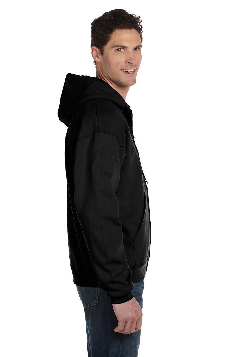 Champion S800 Mens Double Dry Eco Moisture Wicking Fleece Full Zip Hooded Sweatshirt Hoodie Black Side
