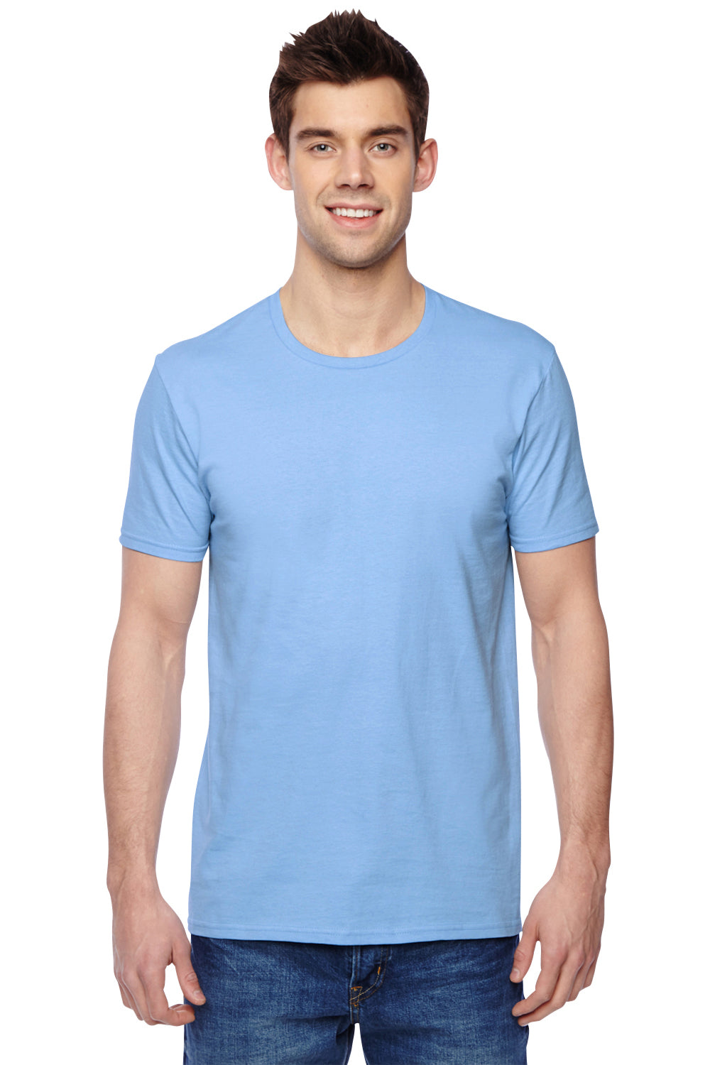 Fruit Of The Loom SF45R Mens Sofspun Jersey Short Sleeve Crewneck T-Shirt Light Blue Front