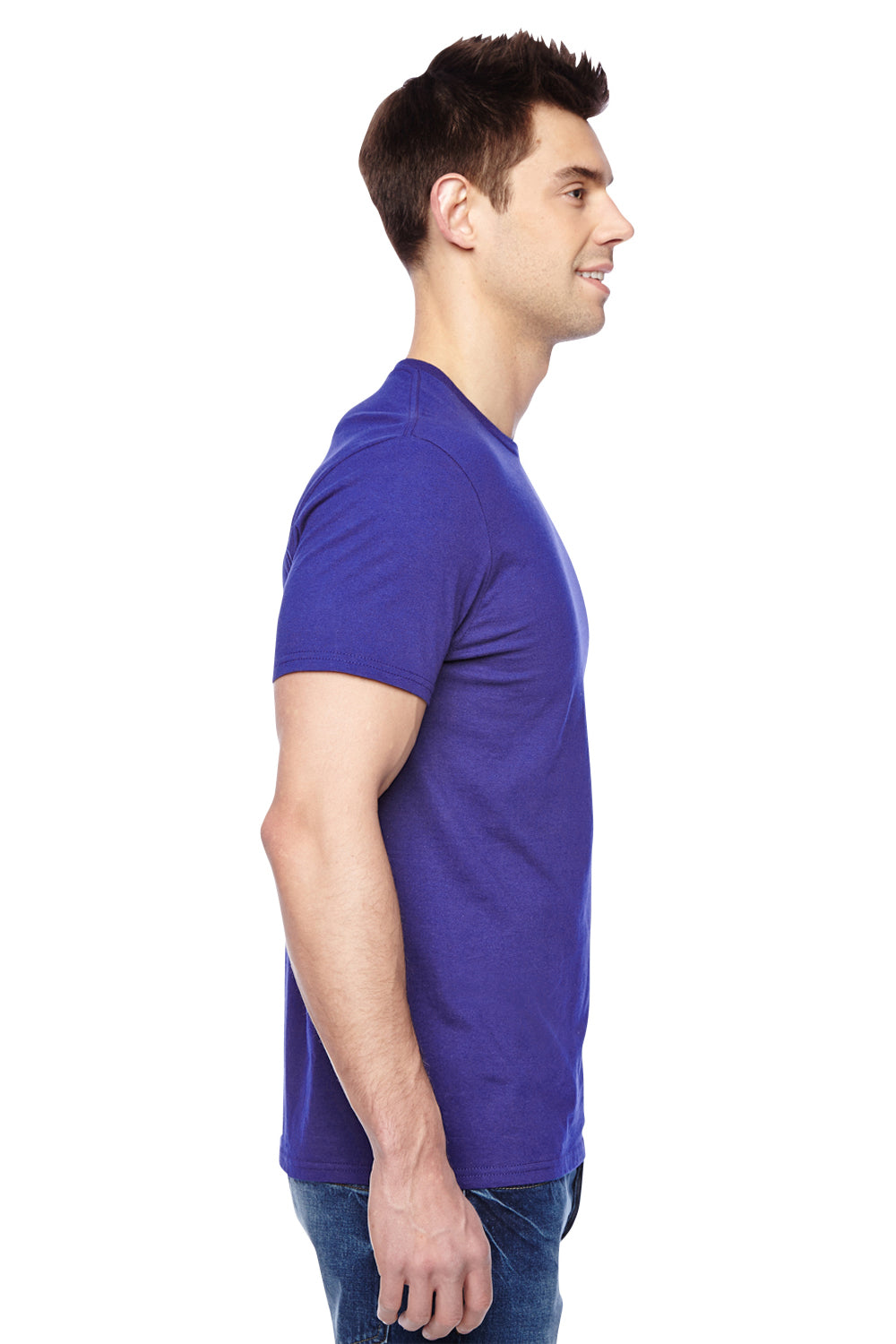 Fruit Of The Loom SF45R Mens Sofspun Jersey Short Sleeve Crewneck T-Shirt Purple Side