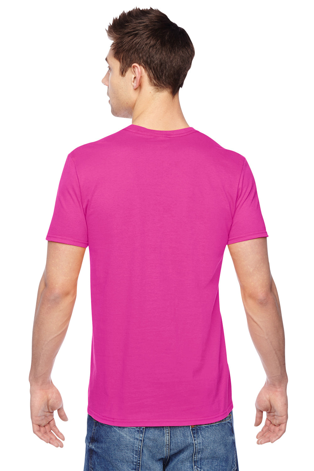 Fruit Of The Loom SF45R Mens Sofspun Jersey Short Sleeve Crewneck T-Shirt Cyber Pink Back