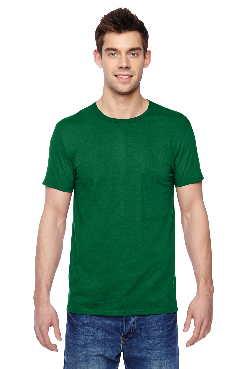 Fruit Of The Loom SF45R Mens Sofspun Jersey Short Sleeve Crewneck T-Shirt Clover Green Front
