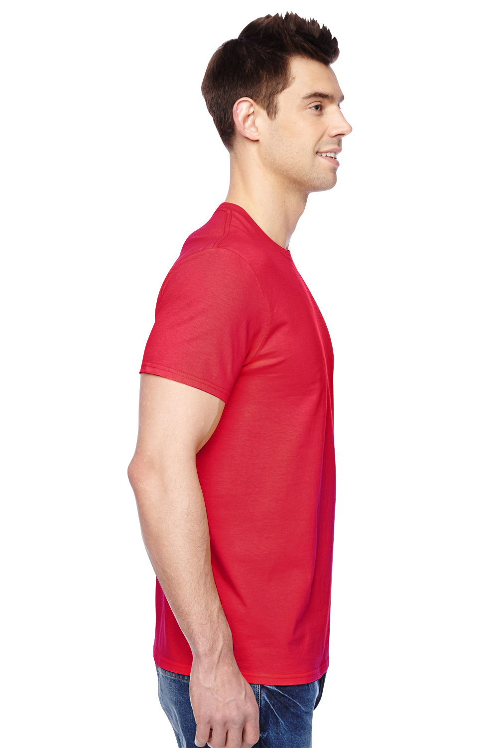 Fruit Of The Loom SF45R Mens Sofspun Jersey Short Sleeve Crewneck T-Shirt Fiery Red Side