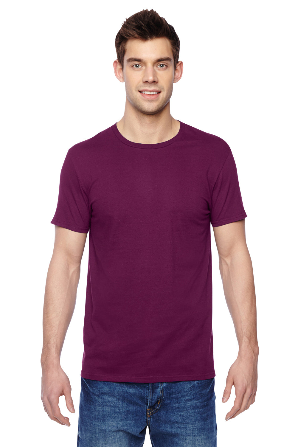 Fruit Of The Loom SF45R Mens Sofspun Jersey Short Sleeve Crewneck T-Shirt Wild Plum Purple Front