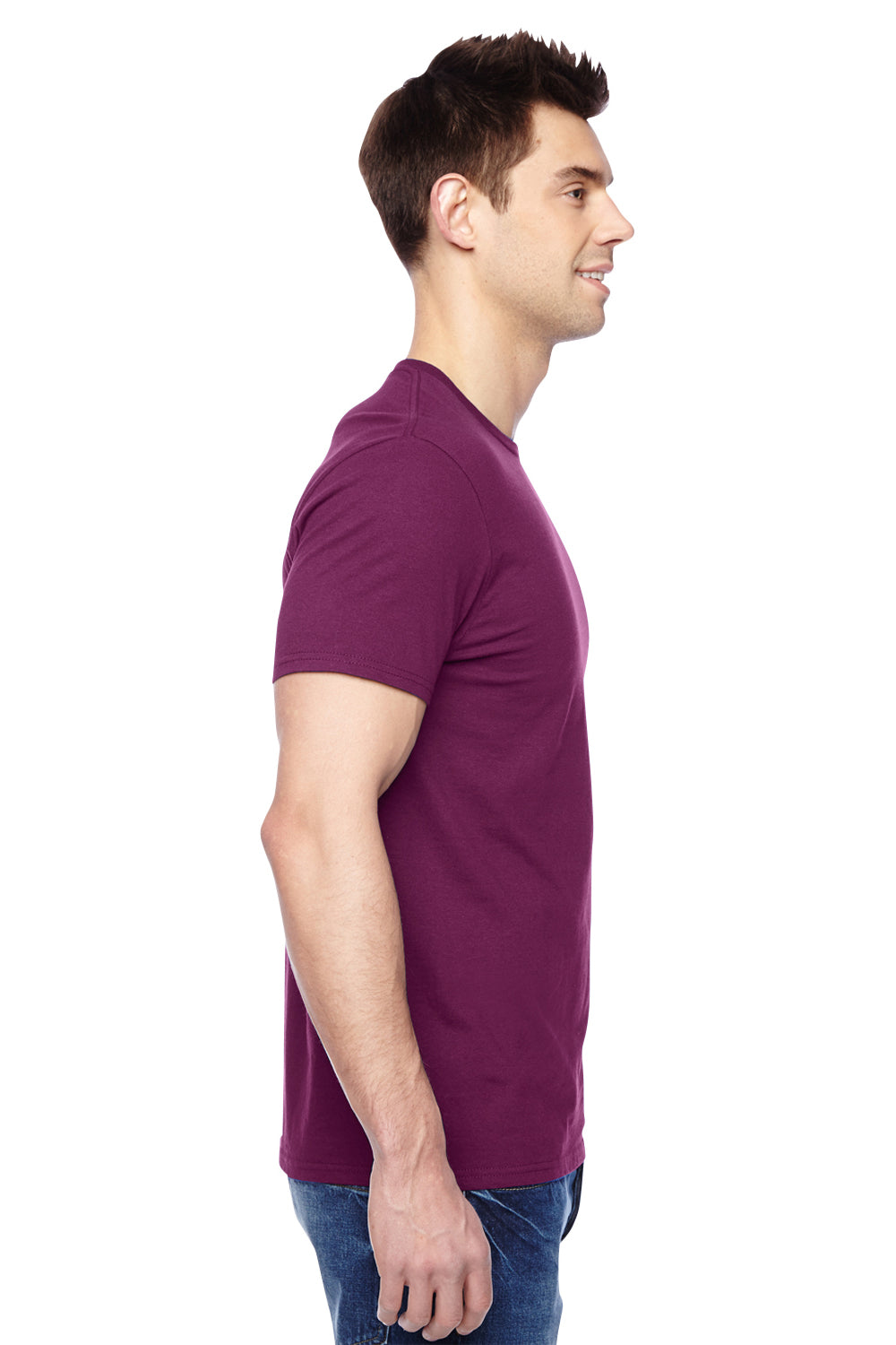 Fruit Of The Loom SF45R Mens Sofspun Jersey Short Sleeve Crewneck T-Shirt Wild Plum Purple Side