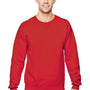 Fruit Of The Loom Mens Softspun Fleece Crewneck Sweatshirt - Fiery Red - Closeout