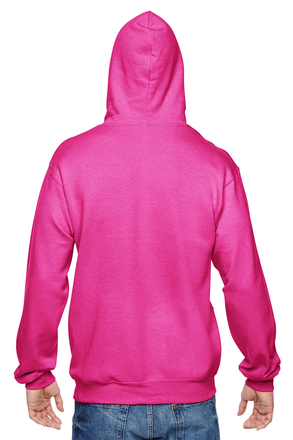 Fruit Of The Loom SF76R Mens Sofspun Hooded Sweatshirt Hoodie Cyber Pink Back