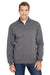 Fruit Of The Loom SF95R Mens Sofspun Fleece 1/4 Zip Sweatshirt Heather Charcoal Grey Front