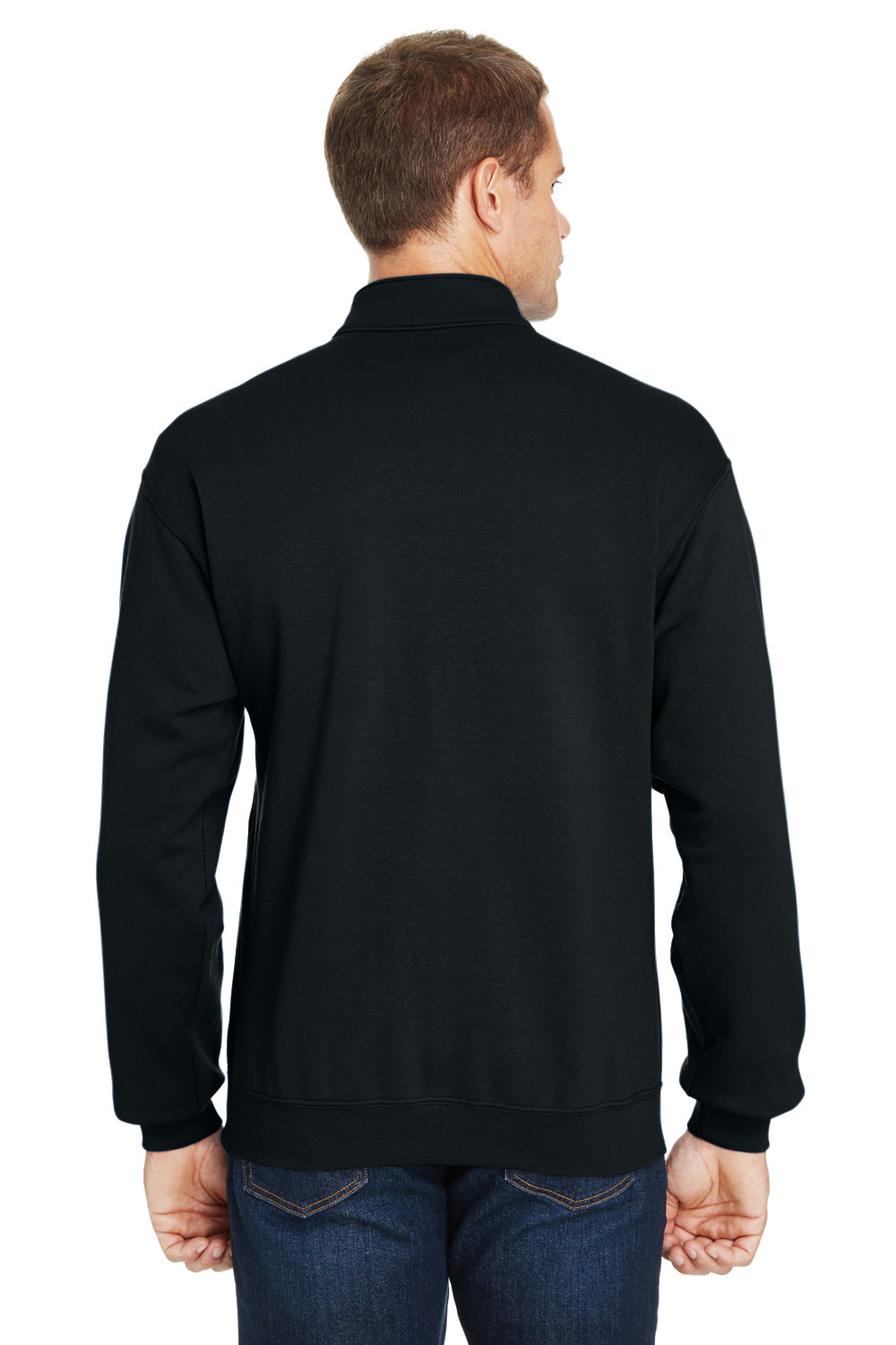 Fruit Of The Loom SF95R Mens Sofspun Fleece 1/4 Zip Sweatshirt Black Back