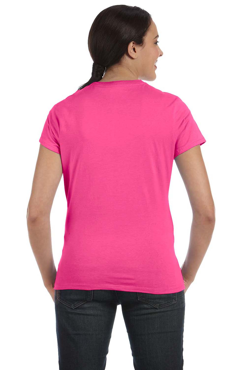 Hanes SL04 Womens Nano-T Short Sleeve Crewneck T-Shirt Wow Pink Back