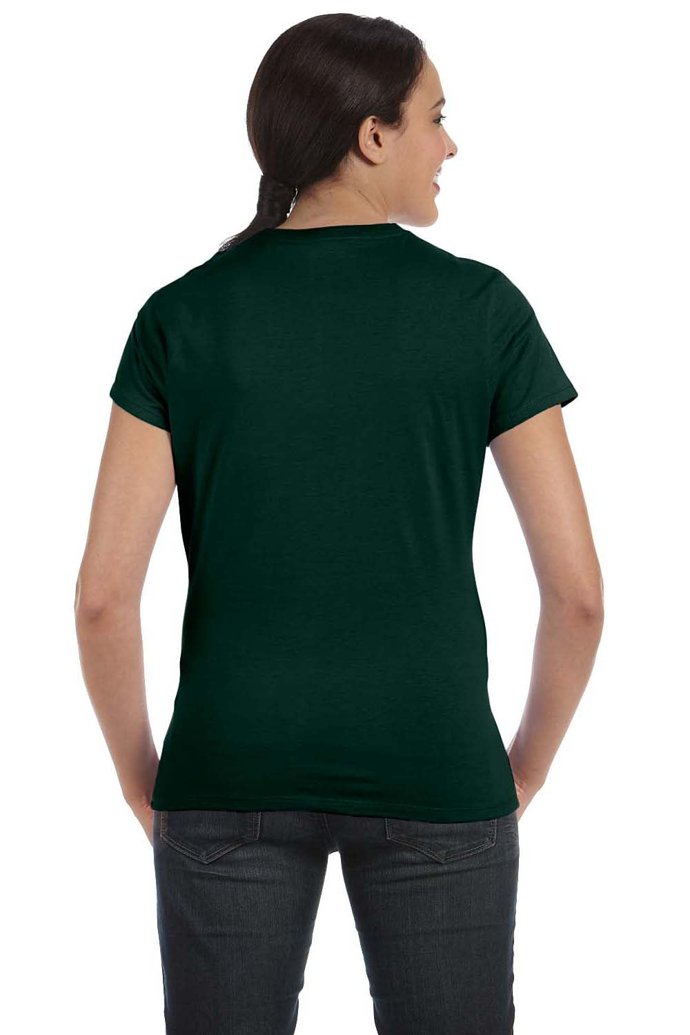 Hanes SL04 Womens Nano-T Short Sleeve Crewneck T-Shirt Forest Green Back