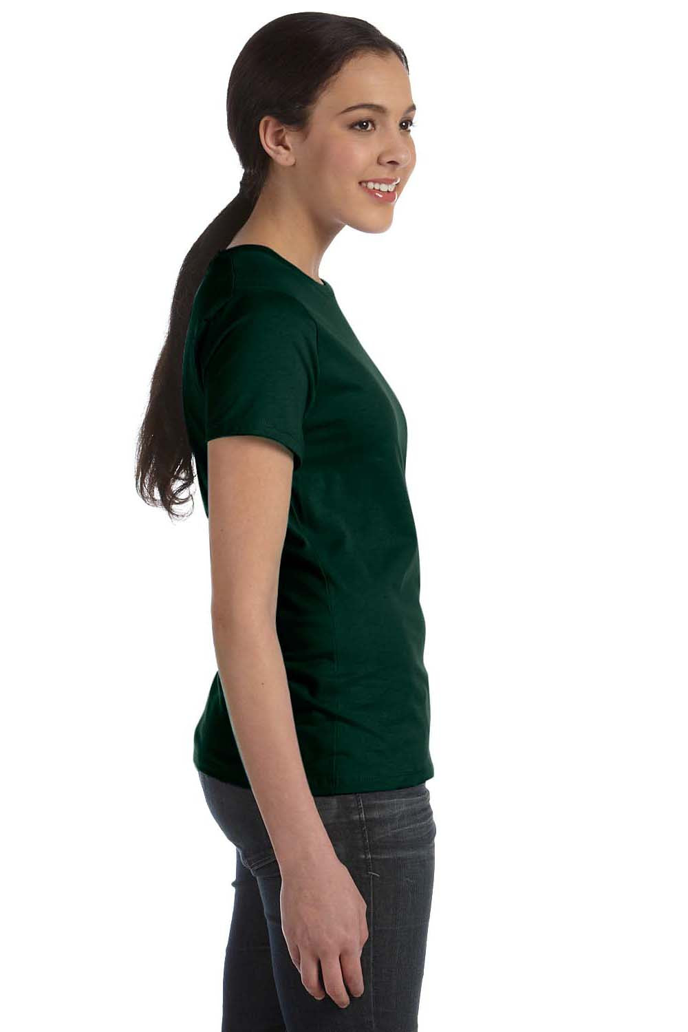 Hanes SL04 Womens Nano-T Short Sleeve Crewneck T-Shirt Forest Green Side