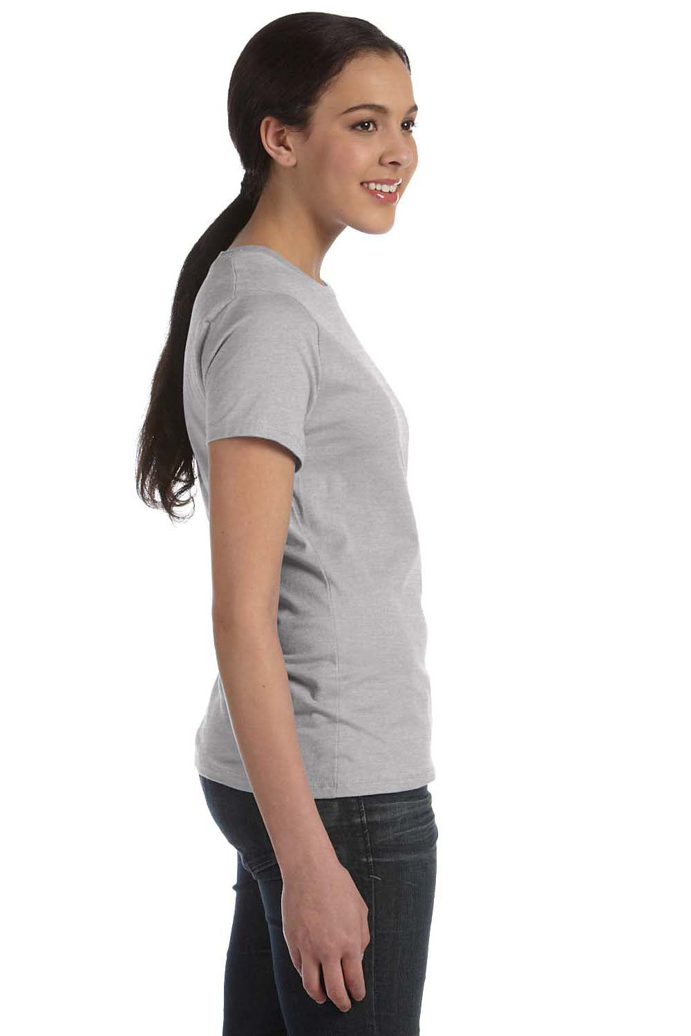 Hanes SL04 Womens Nano-T Short Sleeve Crewneck T-Shirt Light Steel Grey Side