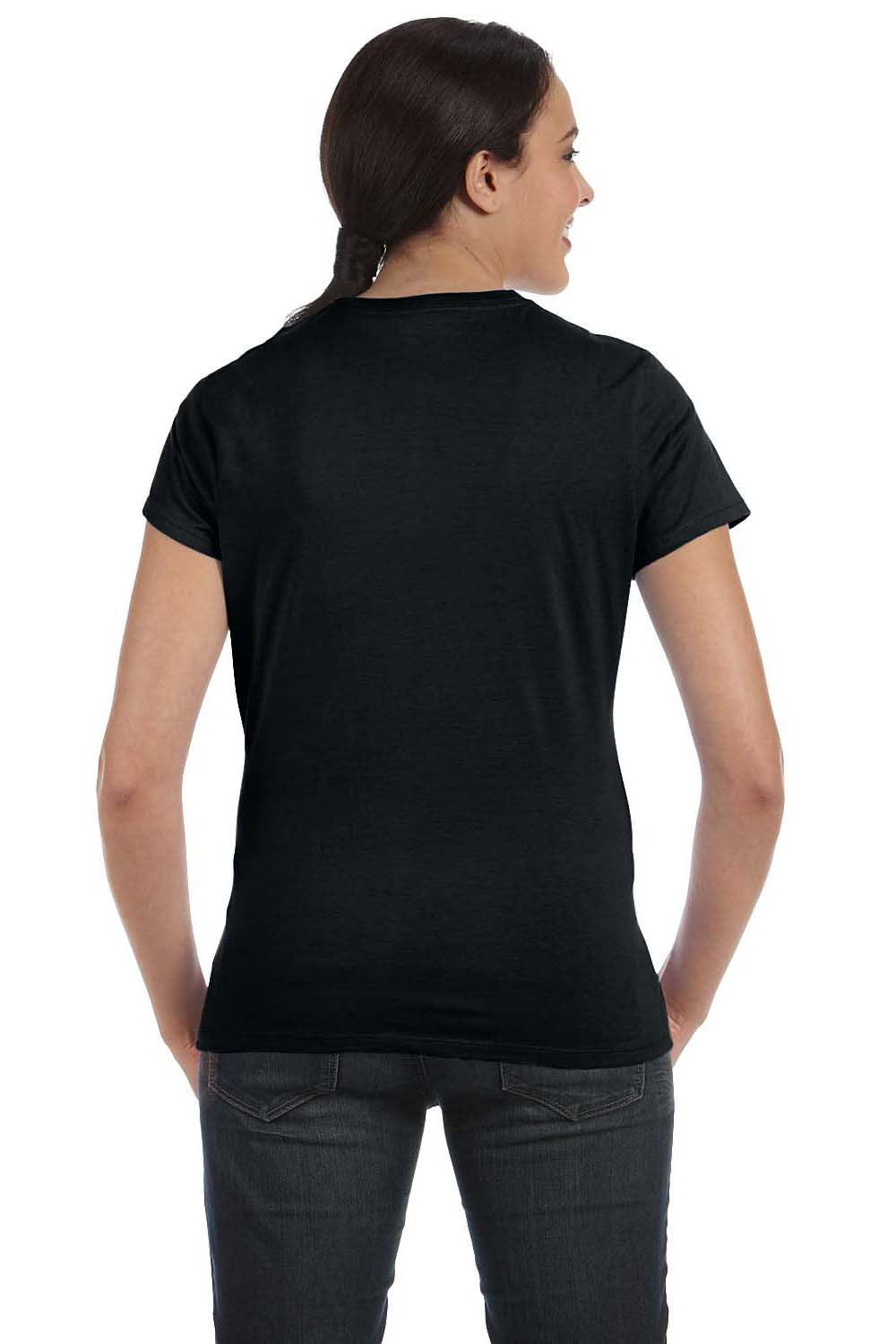 Hanes SL04 Womens Nano-T Short Sleeve Crewneck T-Shirt Black Back
