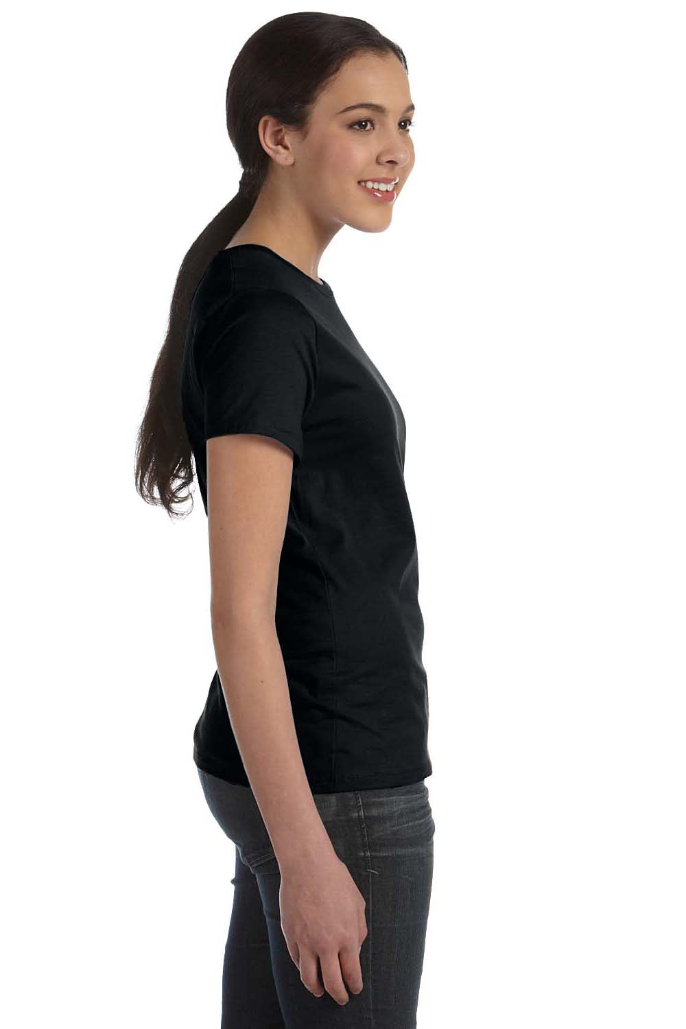 Hanes SL04 Womens Nano-T Short Sleeve Crewneck T-Shirt Black Side