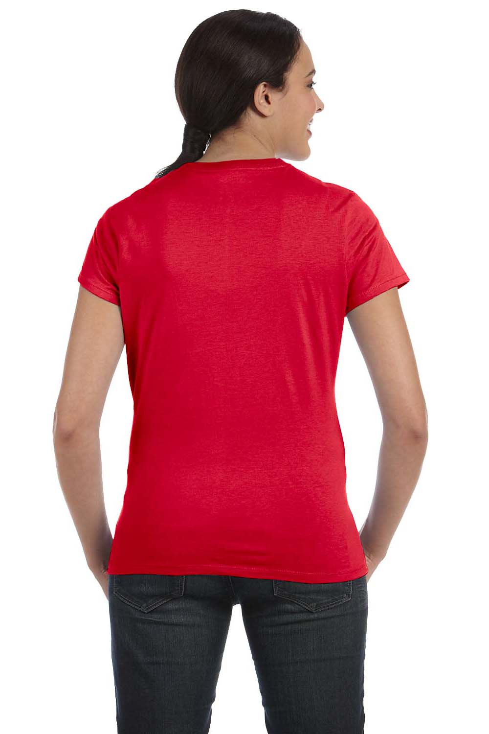 Hanes SL04 Womens Nano-T Short Sleeve Crewneck T-Shirt Red Back