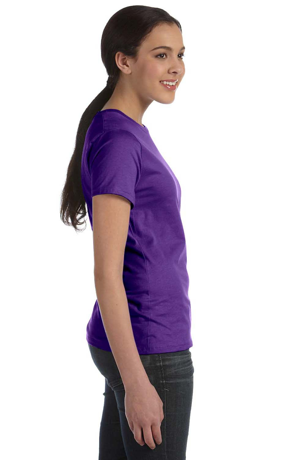 Hanes SL04 Womens Nano-T Short Sleeve Crewneck T-Shirt Purple Side