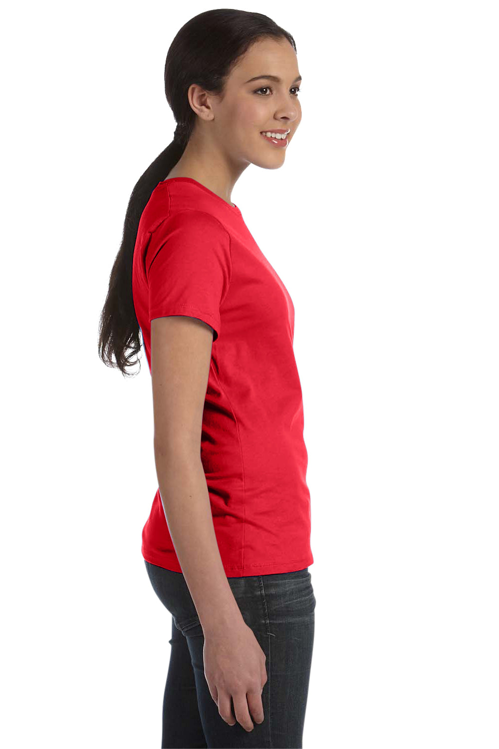 Hanes SL04 Nano-T Short Sleeve Crewneck T-Shirt Athletic Red Side