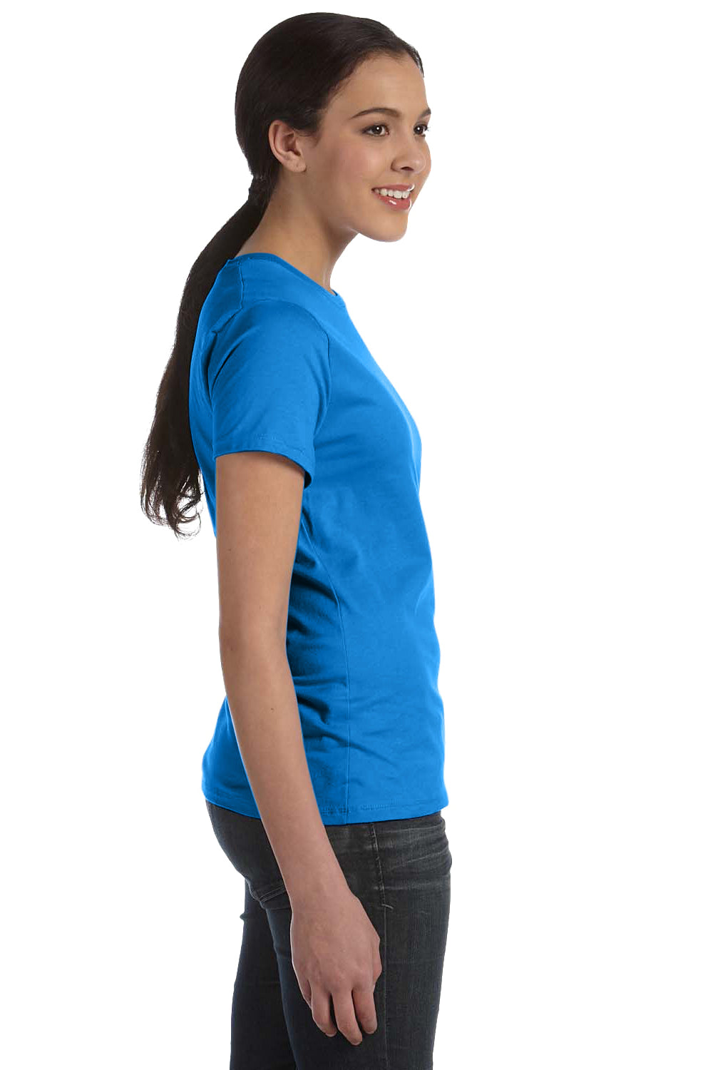 Hanes SL04 Nano-T Short Sleeve Crewneck T-Shirt Breeze Blue Side