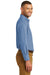 Port & Company SP10 Mens Denim Long Sleeve Button Down Shirt w/ Pocket Faded Blue Side