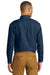 Port & Company SP10 Mens Denim Long Sleeve Button Down Shirt w/ Pocket Ink Blue Back