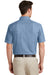 Port & Company SP11 Mens Denim Short Sleeve Button Down Shirt w/ Pocket Faded Blue Back