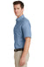 Port & Company SP11 Mens Denim Short Sleeve Button Down Shirt w/ Pocket Faded Blue Side