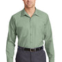 Red Kap Mens Industrial Moisture Wicking Long Sleeve Button Down Shirt w/ Double Pockets - Light Green