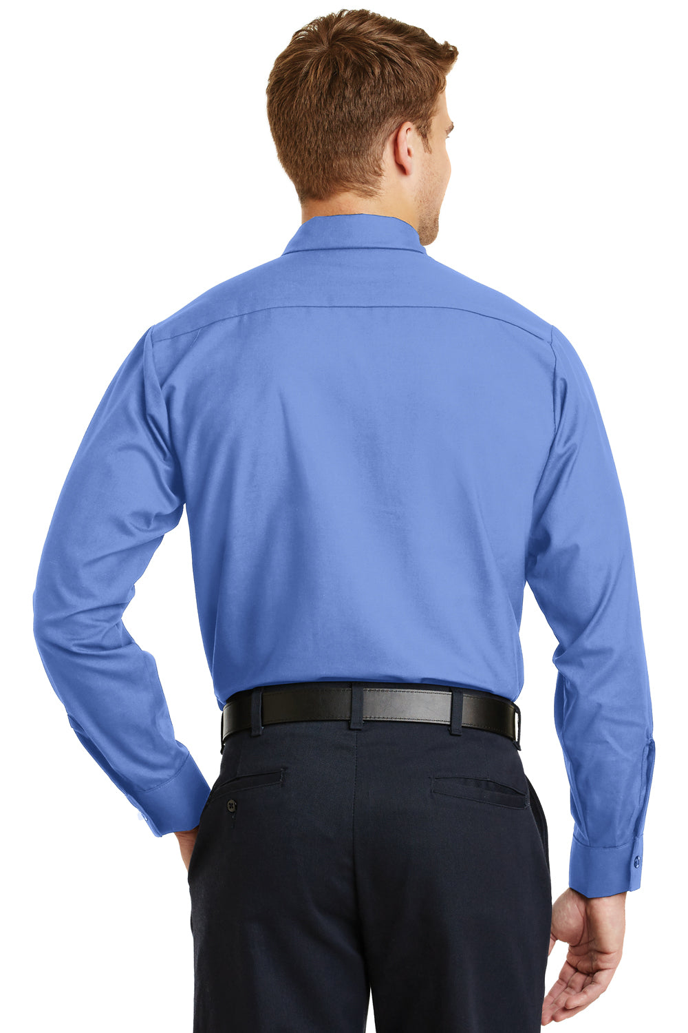 Red Kap SP14 Mens Industrial Moisture Wicking Long Sleeve Button Down Shirt w/ Double Pockets Petrol Blue Back