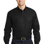 CornerStone Mens SuperPro Stain Resistant Long Sleeve Button Down Shirt w/ Pocket - Black