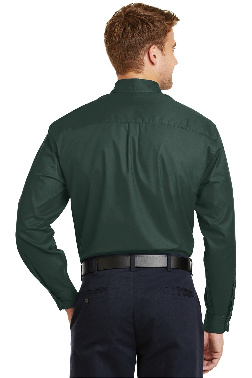 CornerStone SP17 Mens SuperPro Stain Resistant Long Sleeve Button Down Shirt w/ Pocket Dark Green Back