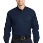 CornerStone Mens SuperPro Stain Resistant Long Sleeve Button Down Shirt w/ Pocket - Navy Blue