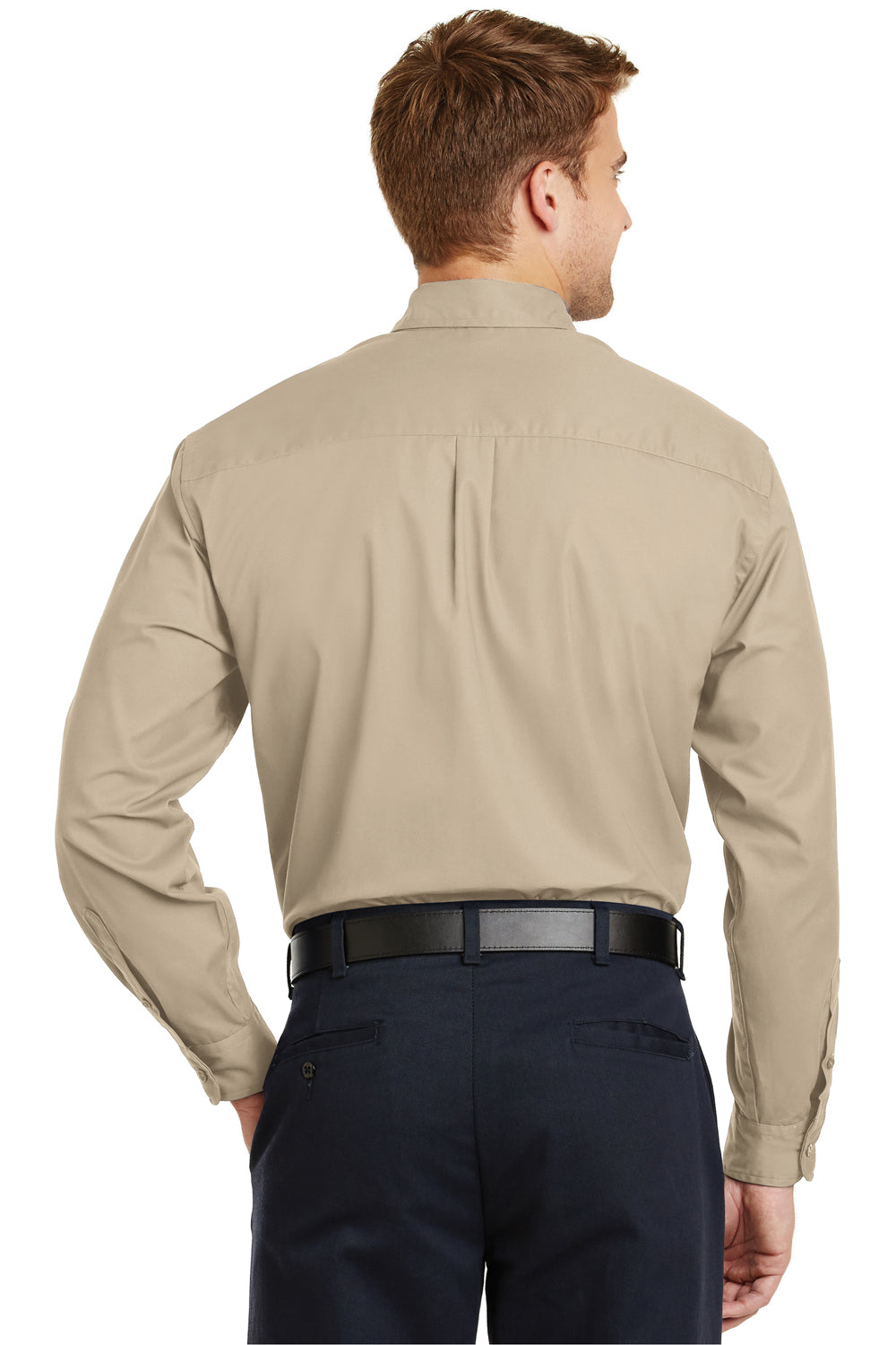 CornerStone SP17 Mens SuperPro Stain Resistant Long Sleeve Button Down Shirt w/ Pocket Stone Brown Back