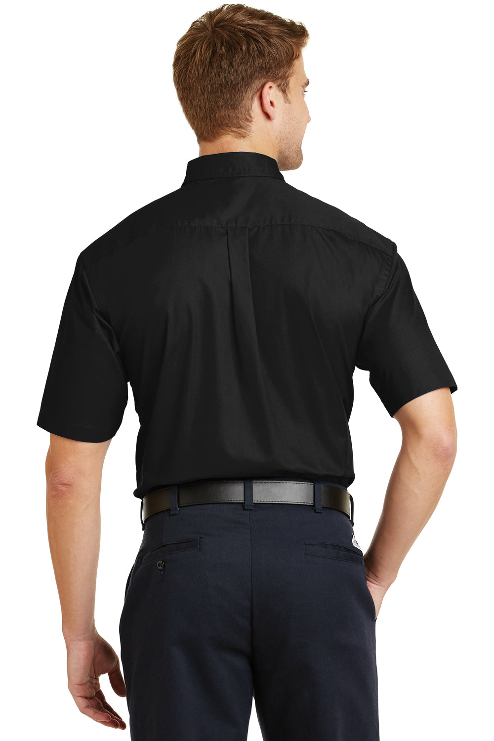 CornerStone SP18 Mens SuperPro Stain Resistant Short Sleeve Button Down Shirt w/ Pocket Black Back