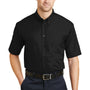 CornerStone Mens SuperPro Stain Resistant Short Sleeve Button Down Shirt w/ Pocket - Black