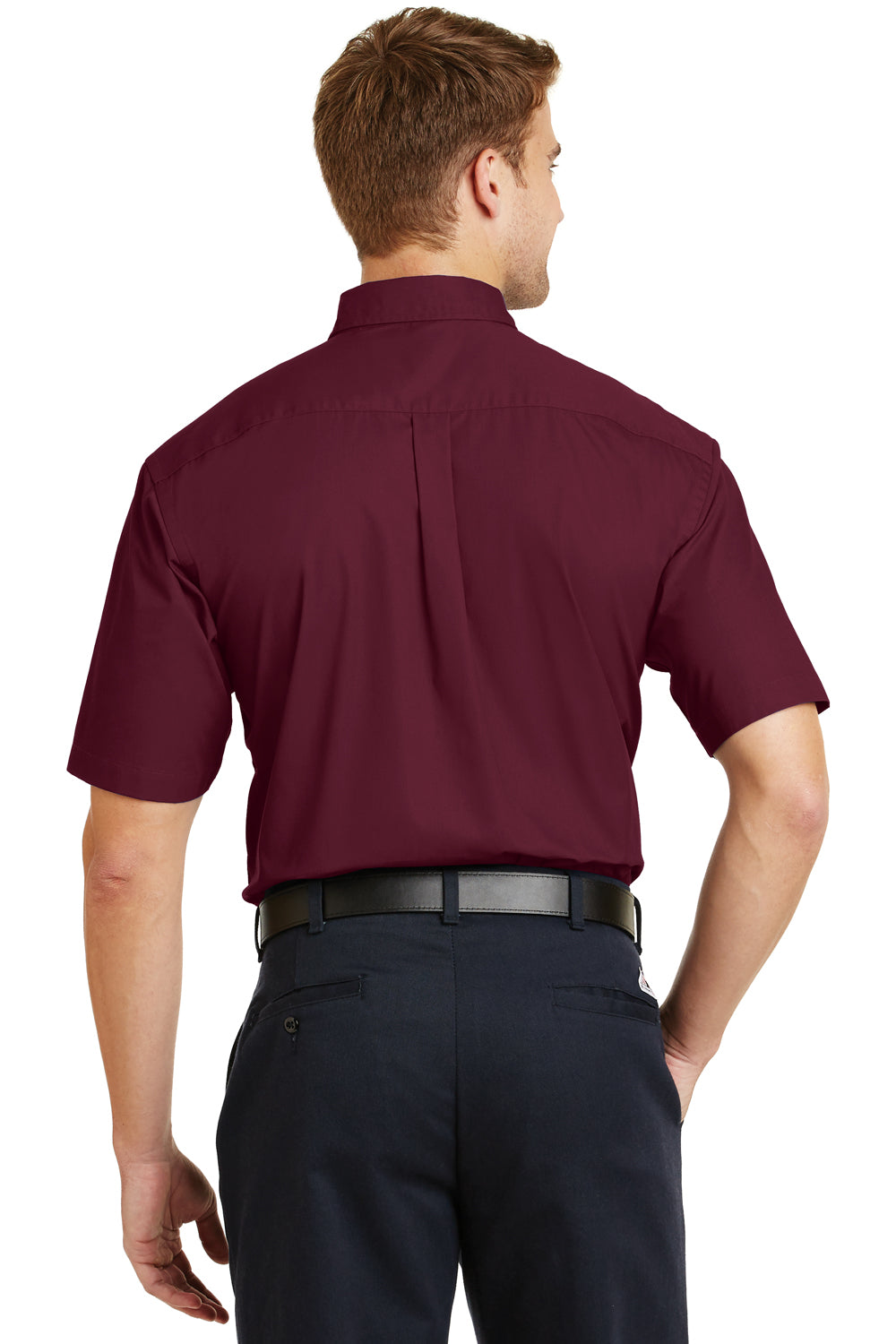CornerStone SP18 Mens SuperPro Stain Resistant Short Sleeve Button Down Shirt w/ Pocket Burgundy Back
