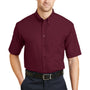 CornerStone Mens SuperPro Stain Resistant Short Sleeve Button Down Shirt w/ Pocket - Burgundy