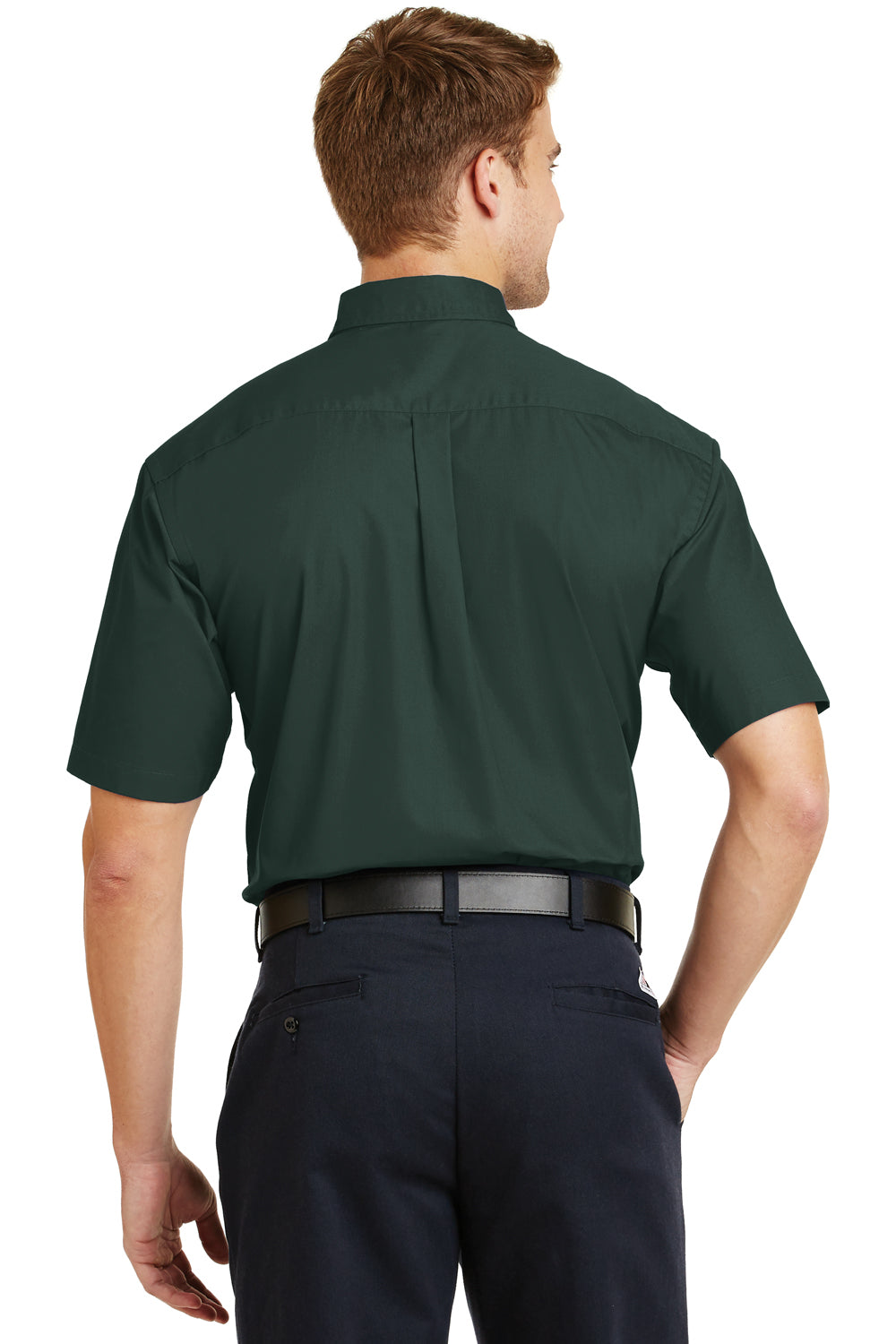 CornerStone SP18 Mens SuperPro Stain Resistant Short Sleeve Button Down Shirt w/ Pocket Dark Green Back
